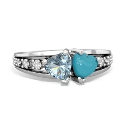 Aquamarine Heart To Heart 14K White Gold ring R3342