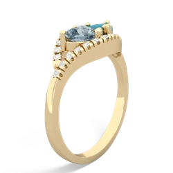 Aquamarine Mother And Child 14K Yellow Gold ring R3010