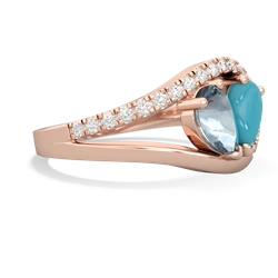 Aquamarine Nestled Heart Keepsake 14K Rose Gold ring R5650