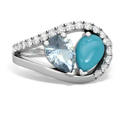 Aquamarine Nestled Heart Keepsake 14K White Gold ring R5650