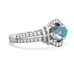 Aquamarine Art-Deco Keepsake 14K White Gold ring R5630