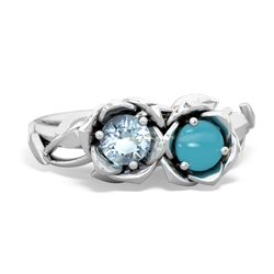 Aquamarine Rose Garden 14K White Gold ring R5510