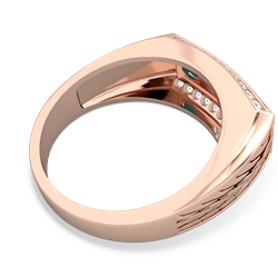 Aquamarine Three Stone Tire Tread Men's 14K Rose Gold ring R0520