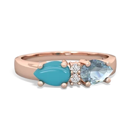 Aquamarine Pear Bowtie 14K Rose Gold ring R0865