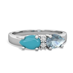 Aquamarine Pear Bowtie 14K White Gold ring R0865