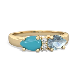 Aquamarine Pear Bowtie 14K Yellow Gold ring R0865