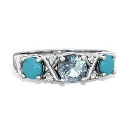 Aquamarine Hugs And Kisses 14K White Gold ring R5016