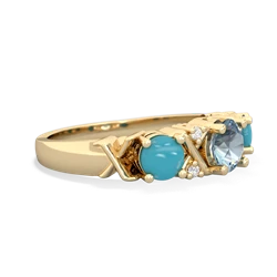 Aquamarine Hugs And Kisses 14K Yellow Gold ring R5016