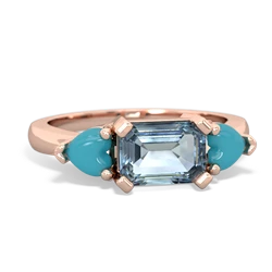 Aquamarine Three Stone 14K Rose Gold ring R5235