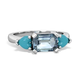 Aquamarine Three Stone 14K White Gold ring R5235