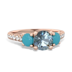 Aquamarine Pave Trellis 14K Rose Gold ring R5500