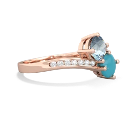 Aquamarine Channel Set Two Stone 14K Rose Gold ring R5303