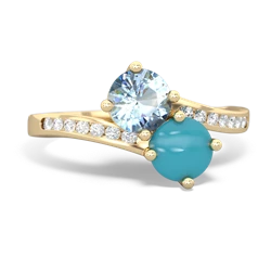 Aquamarine Channel Set Two Stone 14K Yellow Gold ring R5303