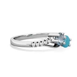 Aquamarine Infinity Pave Two Stone 14K White Gold ring R5285