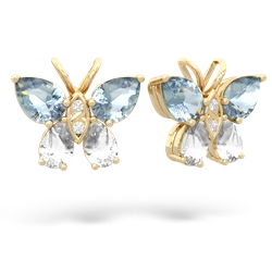 Aquamarine Butterfly 14K Yellow Gold earrings E2215
