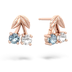 Aquamarine Sweet Cherries 14K Rose Gold earrings E7001