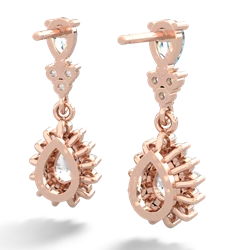 Aquamarine Halo Pear Dangle 14K Rose Gold earrings E1882