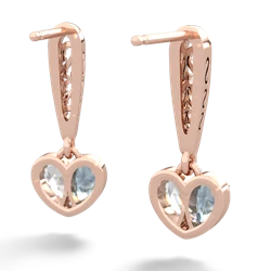 Aquamarine Filligree Heart 14K Rose Gold earrings E5070