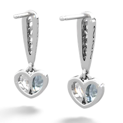 Aquamarine Filligree Heart 14K White Gold earrings E5070