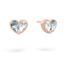 Aquamarine 'Our Heart' 14K Rose Gold earrings E5072