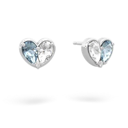 Aquamarine 'Our Heart' 14K White Gold earrings E5072