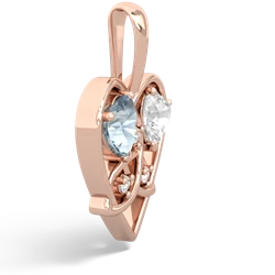 Aquamarine Celtic Trinity Heart 14K Rose Gold pendant P5331