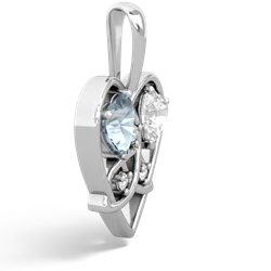 Aquamarine Celtic Trinity Heart 14K White Gold pendant P5331