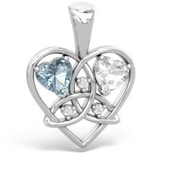 Aquamarine Celtic Trinity Heart 14K White Gold pendant P5331