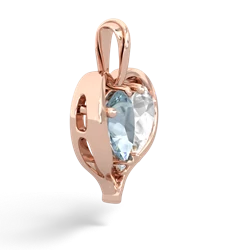 Aquamarine Two Become One 14K Rose Gold pendant P5330