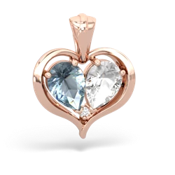 Aquamarine Two Become One 14K Rose Gold pendant P5330