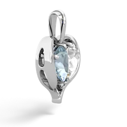 Aquamarine Two Become One 14K White Gold pendant P5330