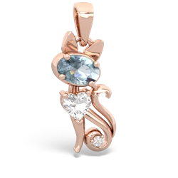 Aquamarine Kitten 14K Rose Gold pendant P5780