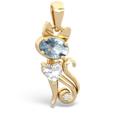 Aquamarine Kitten 14K Yellow Gold pendant P5780