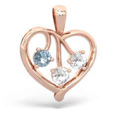 Aquamarine Glowing Heart 14K Rose Gold pendant P2233