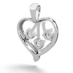 Aquamarine Glowing Heart 14K White Gold pendant P2233