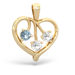 Aquamarine Glowing Heart 14K Yellow Gold pendant P2233