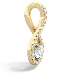 Aquamarine Pave Twist 'One Heart' 14K Yellow Gold pendant P5360