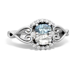 Aquamarine Love Nest 14K White Gold ring R5860