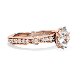 Aquamarine Sparkling Tiara Cluster 14K Rose Gold ring R26293RD