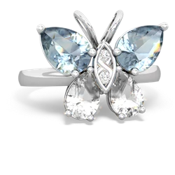 Aquamarine Butterfly 14K White Gold ring R2215