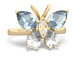 Aquamarine Butterfly 14K Yellow Gold ring R2215