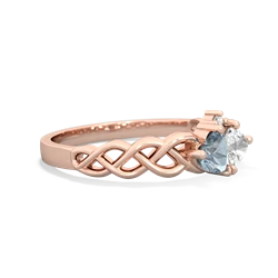 Aquamarine Heart To Heart Braid 14K Rose Gold ring R5870