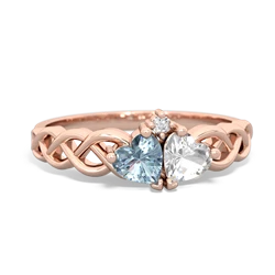 Aquamarine Heart To Heart Braid 14K Rose Gold ring R5870