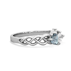 Aquamarine Heart To Heart Braid 14K White Gold ring R5870