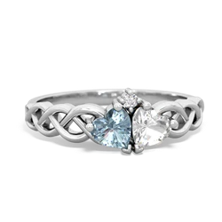 Aquamarine Heart To Heart Braid 14K White Gold ring R5870