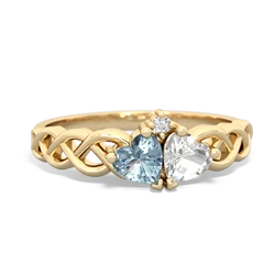 Aquamarine Heart To Heart Braid 14K Yellow Gold ring R5870