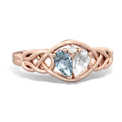 Aquamarine Celtic Love Knot 14K Rose Gold ring R5420