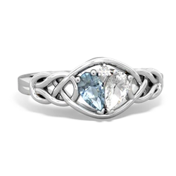 Aquamarine Celtic Love Knot 14K White Gold ring R5420