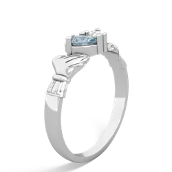 Aquamarine 'Our Heart' Claddagh 14K White Gold ring R2388