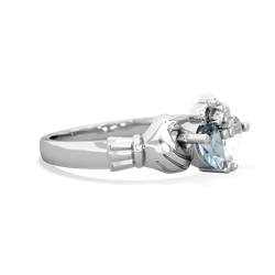 Aquamarine 'Our Heart' Claddagh 14K White Gold ring R2388